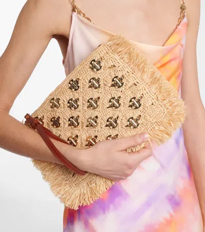 Rabanne Embellished Raffia Clutch