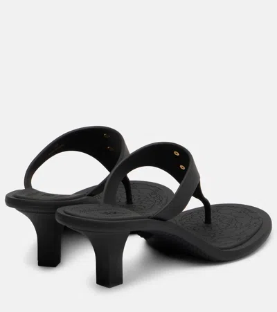 Versace Kitten Heel Thong Sandals With Medusa Detail