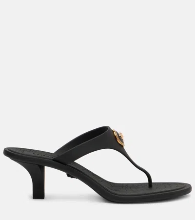 Versace Kitten Heel Thong Sandals With Medusa Detail