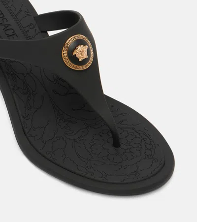 Versace Kitten Heel Thong Sandals With Medusa Detail