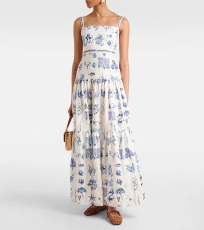 Agua By Agua Bendita Lima Printed Linen Maxi Dress