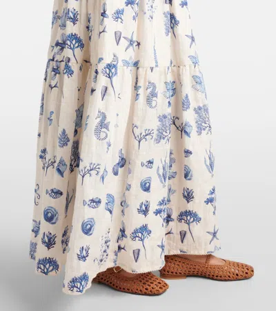 Agua By Agua Bendita Lima Printed Linen Maxi Dress