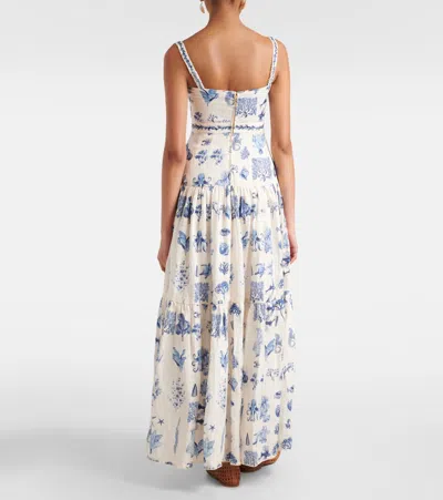 Agua By Agua Bendita Lima Printed Linen Maxi Dress