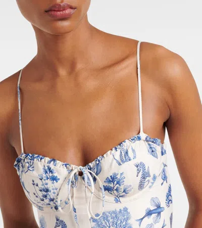 Agua By Agua Bendita Ébano Printed Swimsuit In White