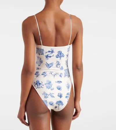 Agua By Agua Bendita Ébano Printed Swimsuit In White