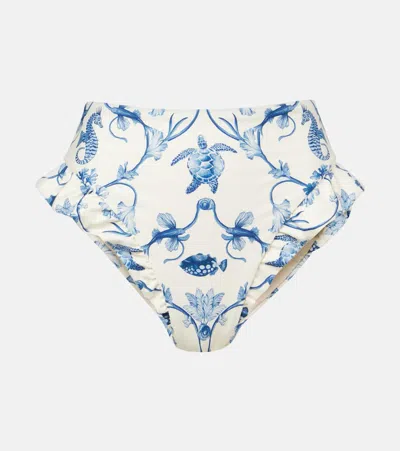 Agua By Agua Bendita Jengibre Printed Ruffled Bikini Bottoms