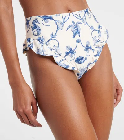 Agua By Agua Bendita Jengibre Printed Ruffled Bikini Bottoms