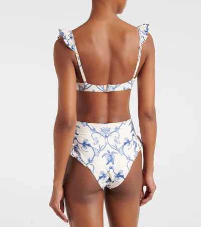 Agua By Agua Bendita Jengibre Printed Ruffled Bikini Bottoms