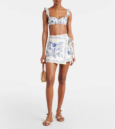 Agua By Agua Bendita Luna Printed Linen Beach Cover-up