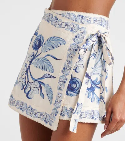 Agua By Agua Bendita Luna Printed Linen Beach Cover-up
