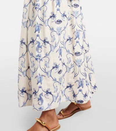Agua By Agua Bendita Printed High-rise Linen Maxi Skirt