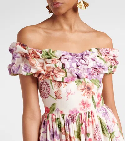 Agua By Agua Bendita Espliego Floral Linen Maxi Dress
