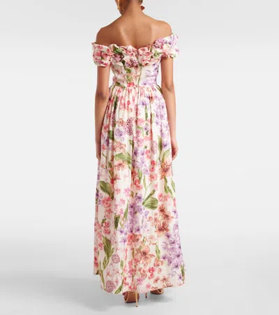 Agua By Agua Bendita Espliego Floral Linen Maxi Dress