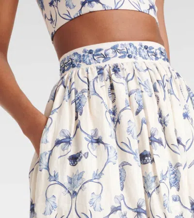 Agua By Agua Bendita Printed High-rise Linen Maxi Skirt