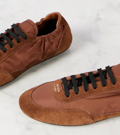 Prada Geometric Tread Lightweight Ballerina Sole In Brown