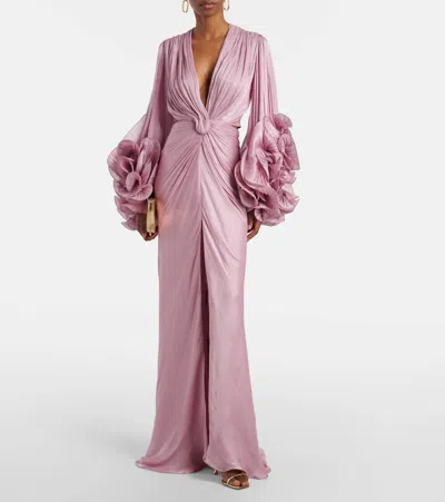 Costarellos Ruffled Gathered Gown