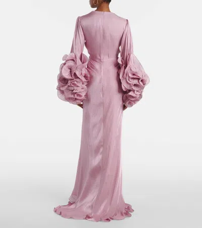Costarellos Ruffled Gathered Gown