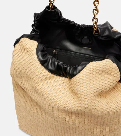 Demellier Miami Leather And Raffia Shoulder Bag