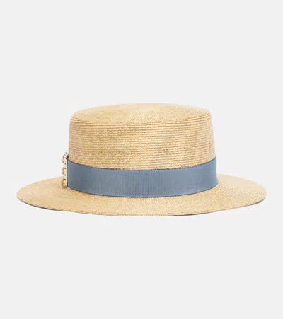 Roger Vivier Très Vivier Straw Boater Hat