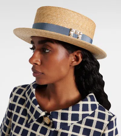 Roger Vivier Très Vivier Straw Boater Hat
