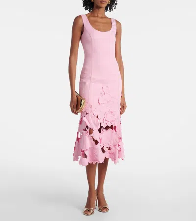 Leo Lin Emily Floral-appliqué Midi Dress
