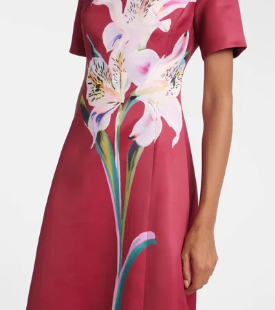 Leo Lin Caroline Floral-print Short-sleeve Dress In Brown