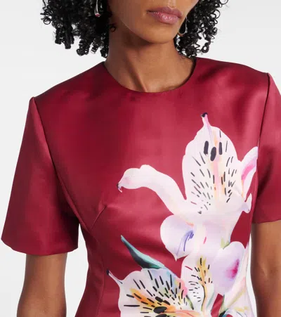 Leo Lin Caroline Floral-print Short-sleeve Dress In Brown