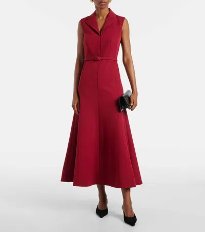Roland Mouret Womens Dark Red Peak-lapel Belted Woven Midi Dress In Red