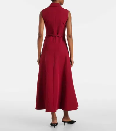 Roland Mouret Womens Dark Red Peak-lapel Belted Woven Midi Dress In Red