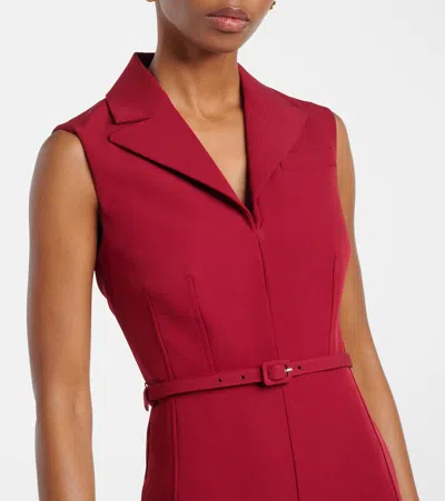 Roland Mouret Womens Dark Red Peak-lapel Belted Woven Midi Dress In Red
