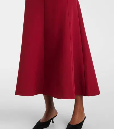 Roland Mouret Womens Dark Red Peak-lapel Belted Woven Midi Dress In Red