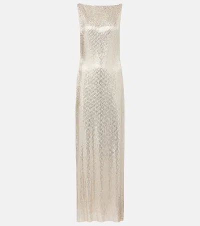 Roland Mouret Embellished Mesh Gown In White