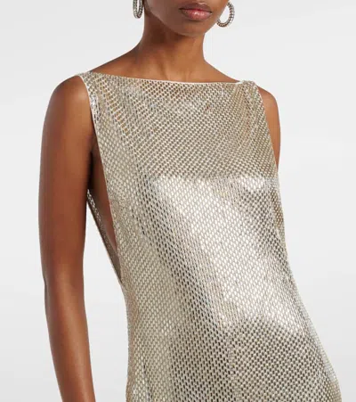 Roland Mouret Embellished Mesh Gown In White