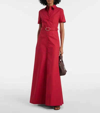 Roland Mouret Cotton Poplin Shirt Dress In Burgundy