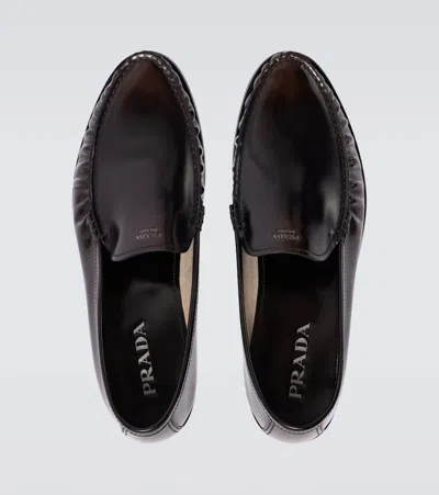 Prada Polished Leather Flat Shoes