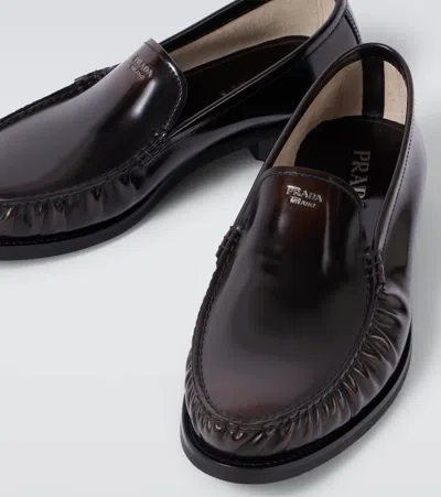 Prada Polished Leather Flat Shoes