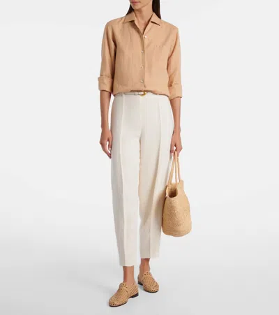 Loro Piana Bob Linen Crêpe Tapered Pants In White