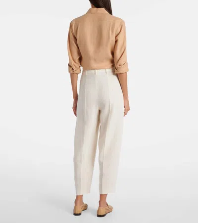 Loro Piana Bob Linen Crêpe Tapered Pants In White