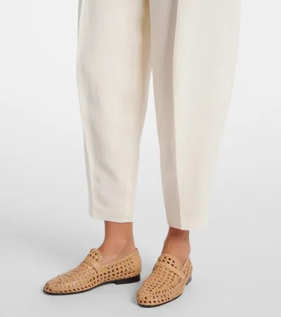 Loro Piana Bob Linen Crêpe Tapered Pants In White