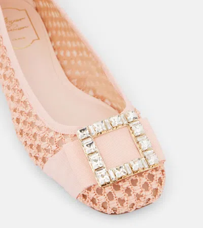 Roger Vivier Tres Vivier Embellished Raffia Ballet Flats