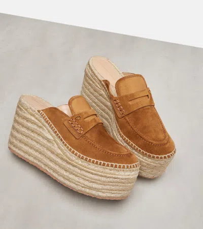 Gianvito Rossi Maxilla Suede Espadrille Wedges