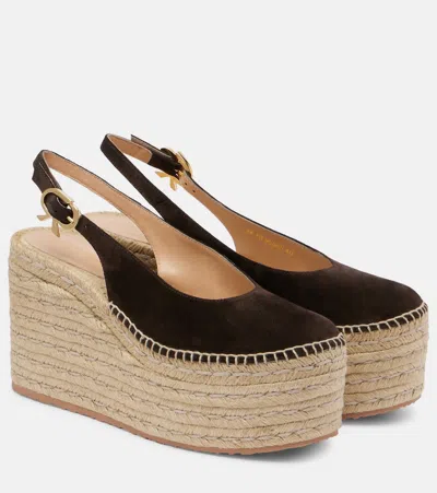 Gianvito Rossi Suede Slingback Espadrille Wedges
