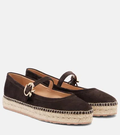 Gianvito Rossi Elda Suede Espadrilles Mary Jane Flats