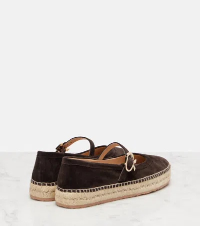 Gianvito Rossi Elda Suede Espadrilles Mary Jane Flats