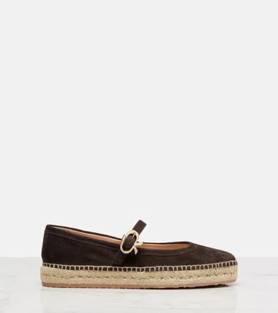 Gianvito Rossi Elda Suede Espadrilles Mary Jane Flats
