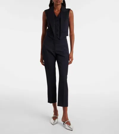 Alexander Mcqueen Cropped Wool Gabardine Flared Pants