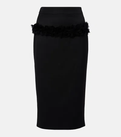 Alexander Mcqueen Buttoned Lace-trimmed Wool Pencil Skirt In Black