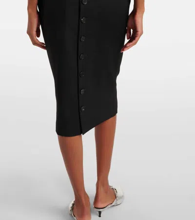 Alexander Mcqueen Buttoned Lace-trimmed Wool Pencil Skirt In Black