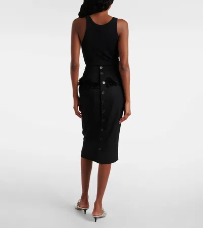 Alexander Mcqueen Buttoned Lace-trimmed Wool Pencil Skirt In Black