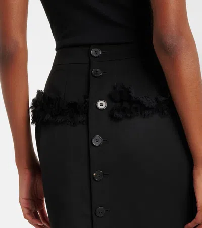 Alexander Mcqueen Buttoned Lace-trimmed Wool Pencil Skirt In Black